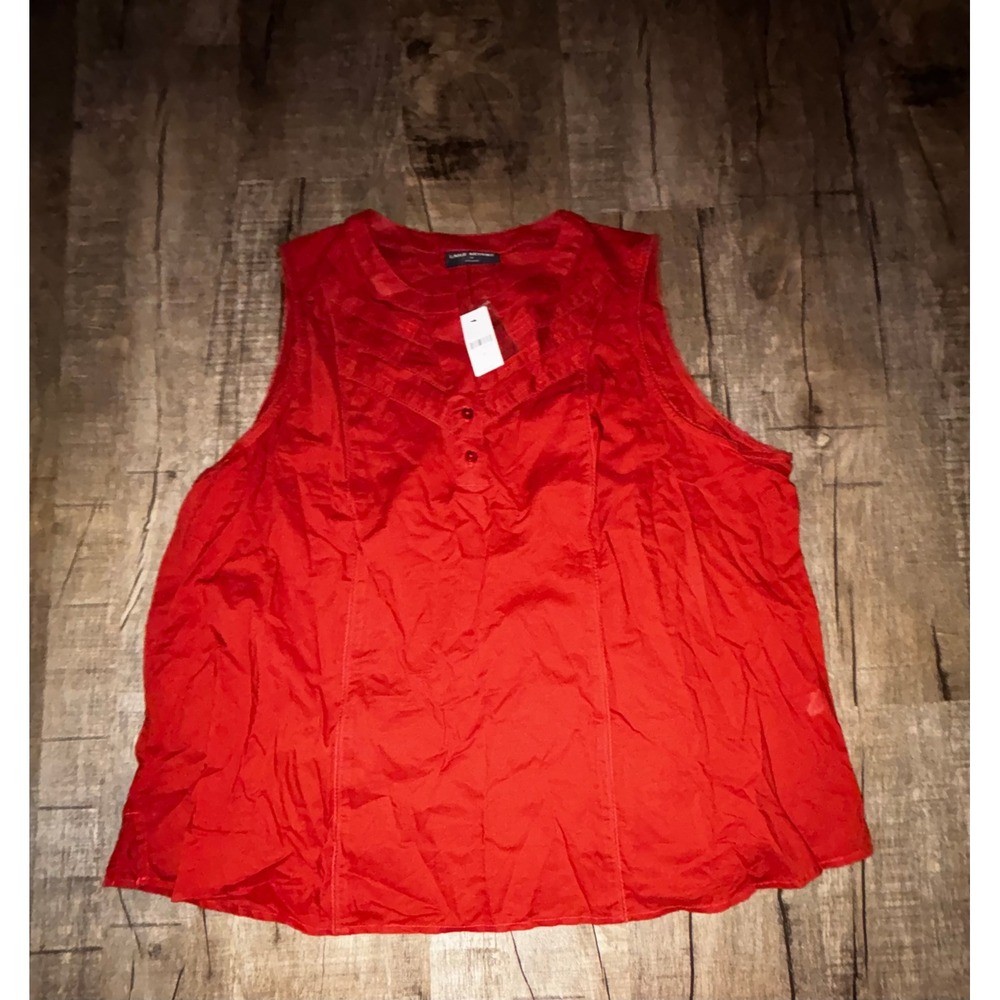 Lane Bryant Red Sleeveless Cotton Pintuck Blouse Top Size 20 NWT